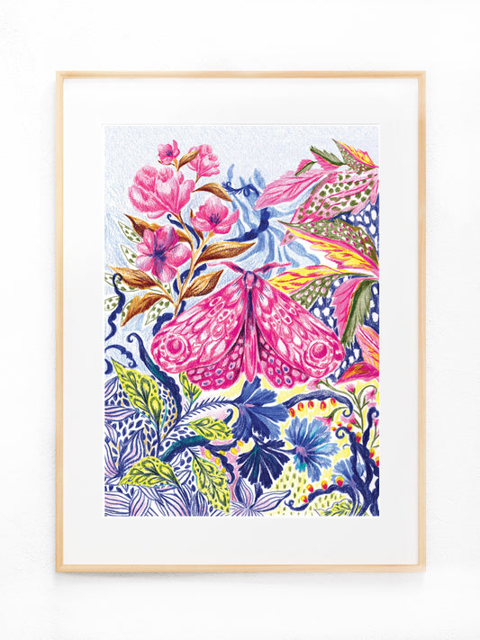 Magenta Moth Art Print