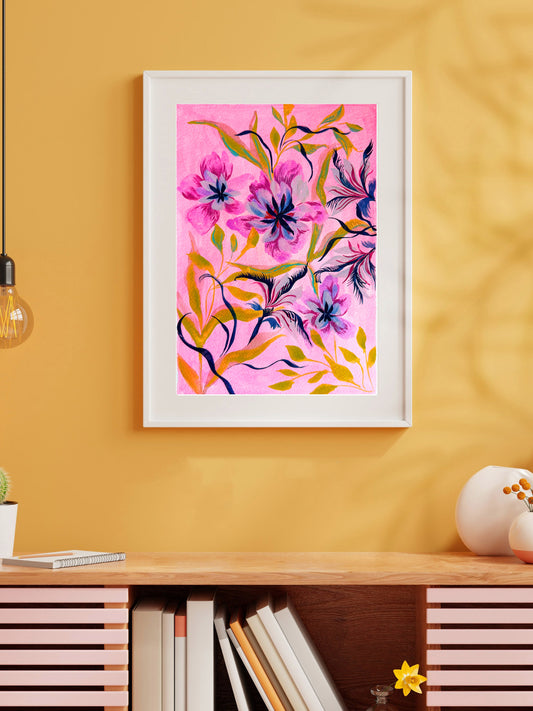 Feathered Florals Art Print