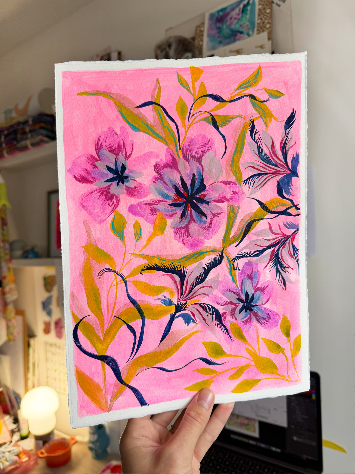 Feathered Florals Original Art