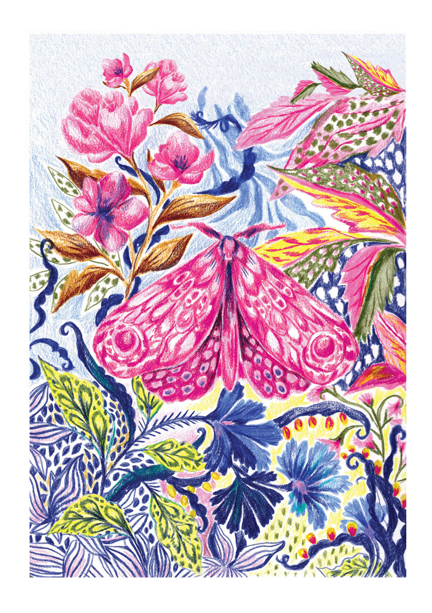 Magenta Moth Art Print